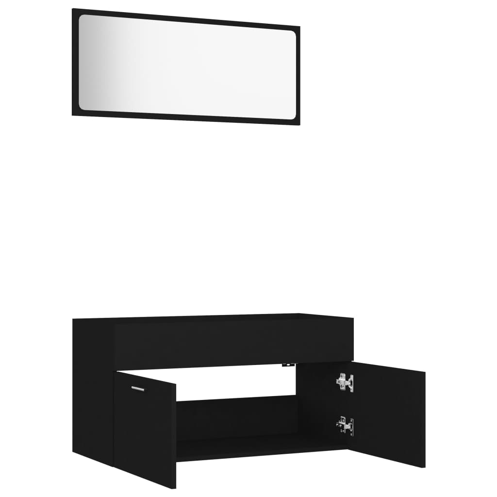 Set mobilier de baie, 2 buc., negru, PAL