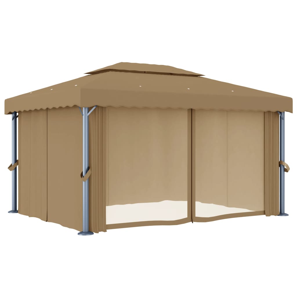 Pavilion cu perdea, gri taupe, 4x3 m, aluminiu