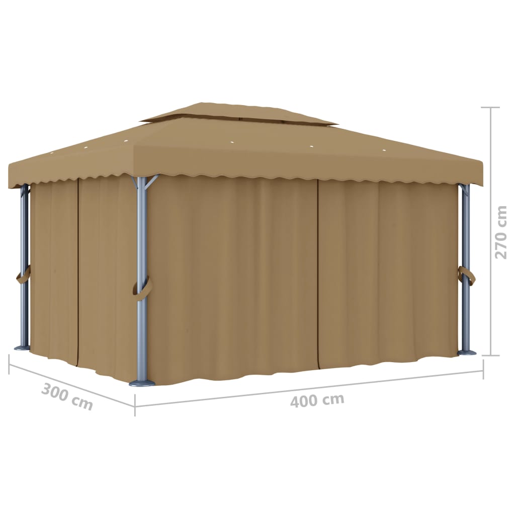 Pavilion cu perdea, gri taupe, 4x3 m, aluminiu