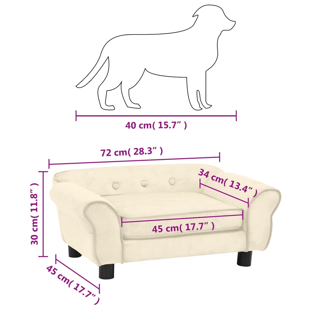 Dog sofa, cream, 72x45x30 cm, plush