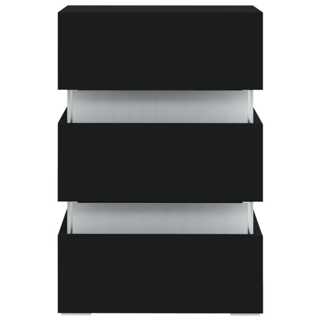 Dulap noptieră, cu LED, negru, 45x35x67 cm, lemn prelucrat