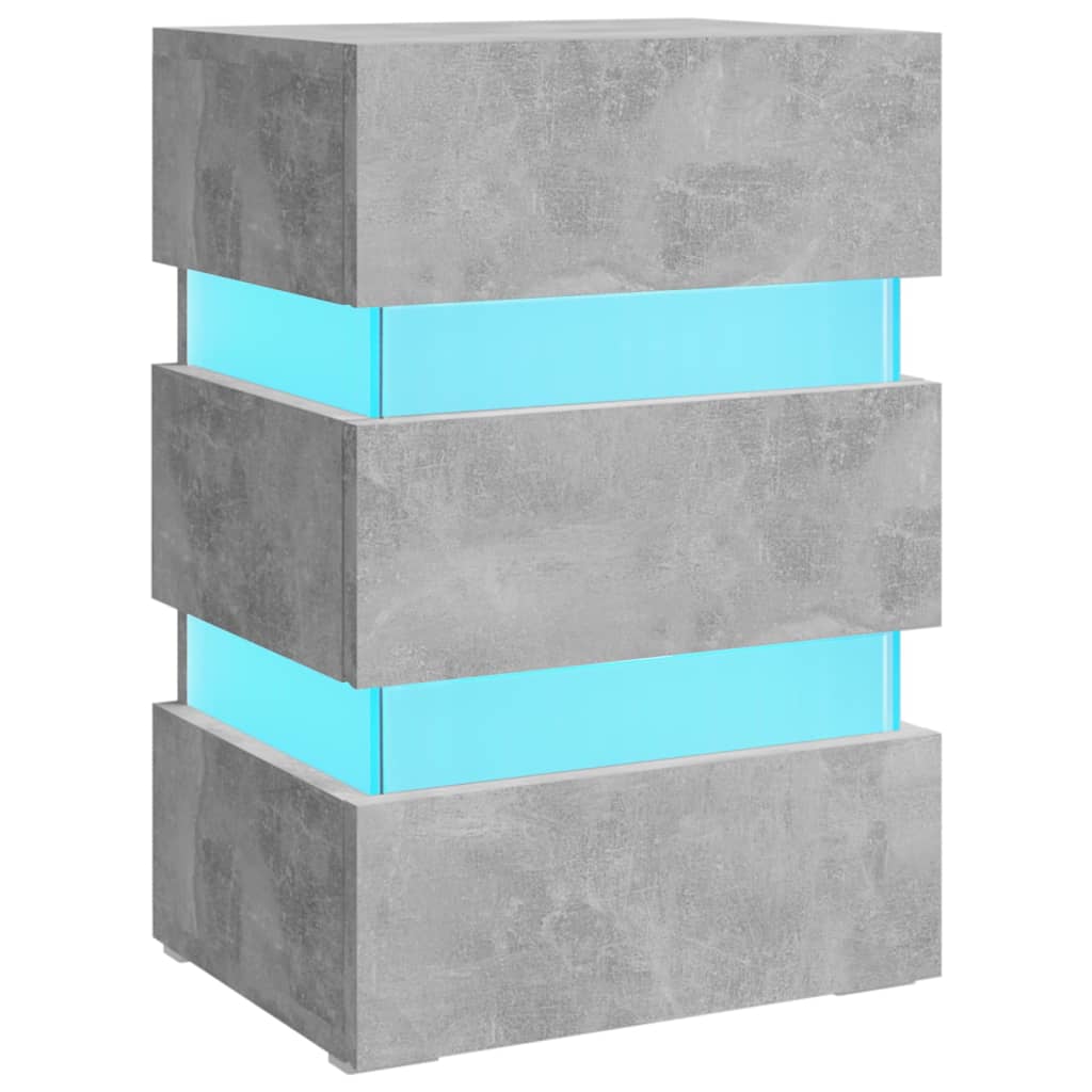 Dulap noptieră, cu LED, gri beton, 45x35x67 cm, lemn prelucrat