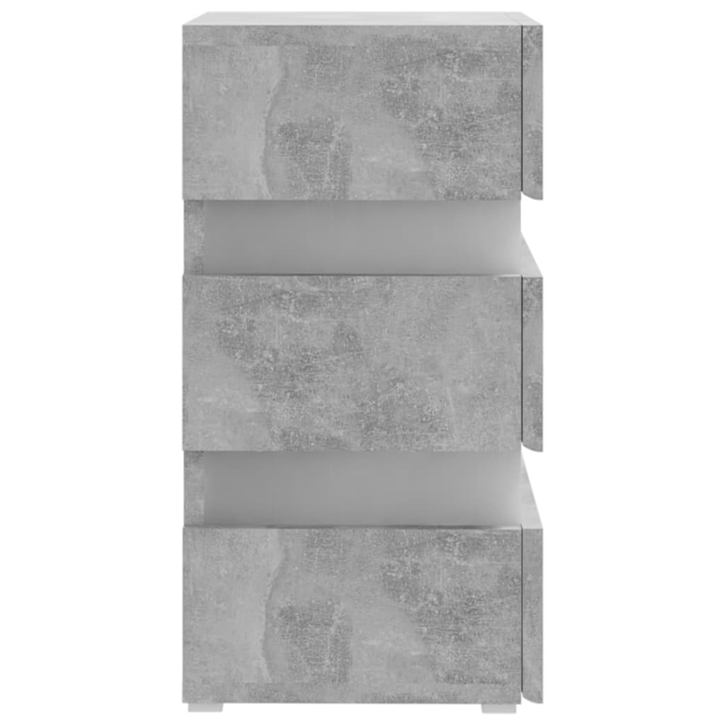 Dulap noptieră, cu LED, gri beton, 45x35x67 cm, lemn prelucrat