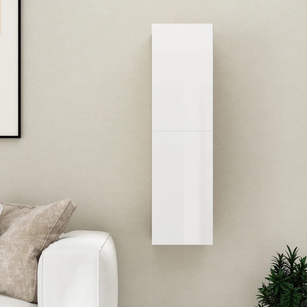 Comodă TV, alb extralucios, 30,5x30x110 cm, lemn prelucrat