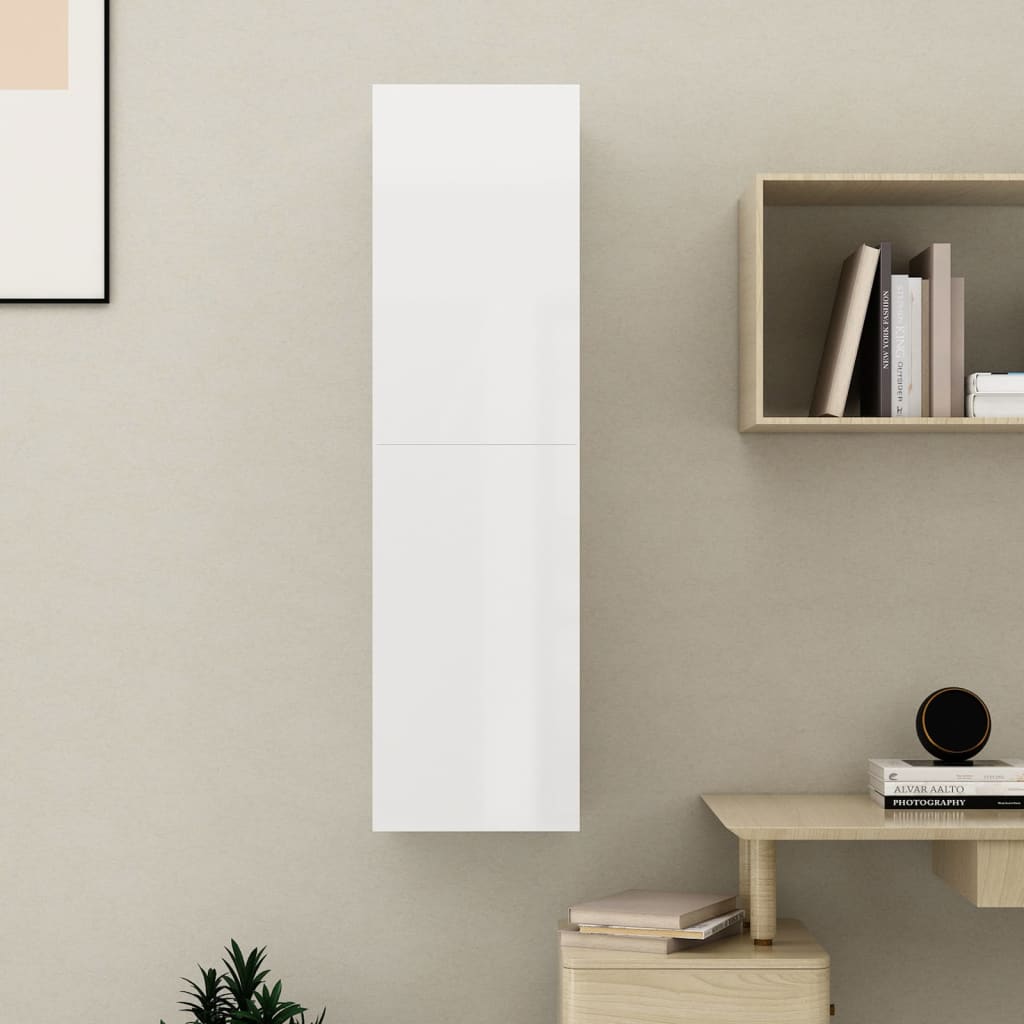 Comodă TV, alb extralucios, 30,5x30x110 cm, lemn prelucrat