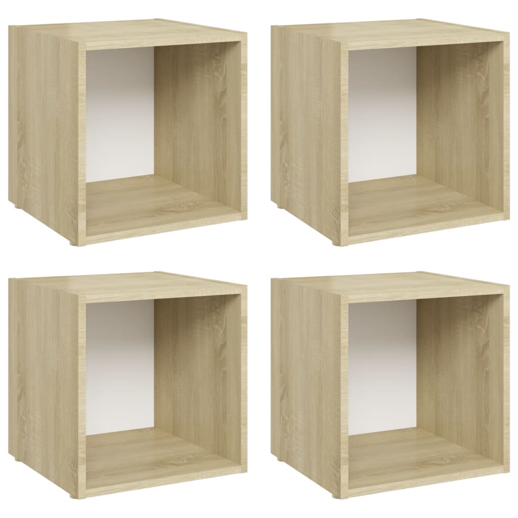 Comode TV, 4 buc., stejar sonoma, 37x35x37 cm, PAL