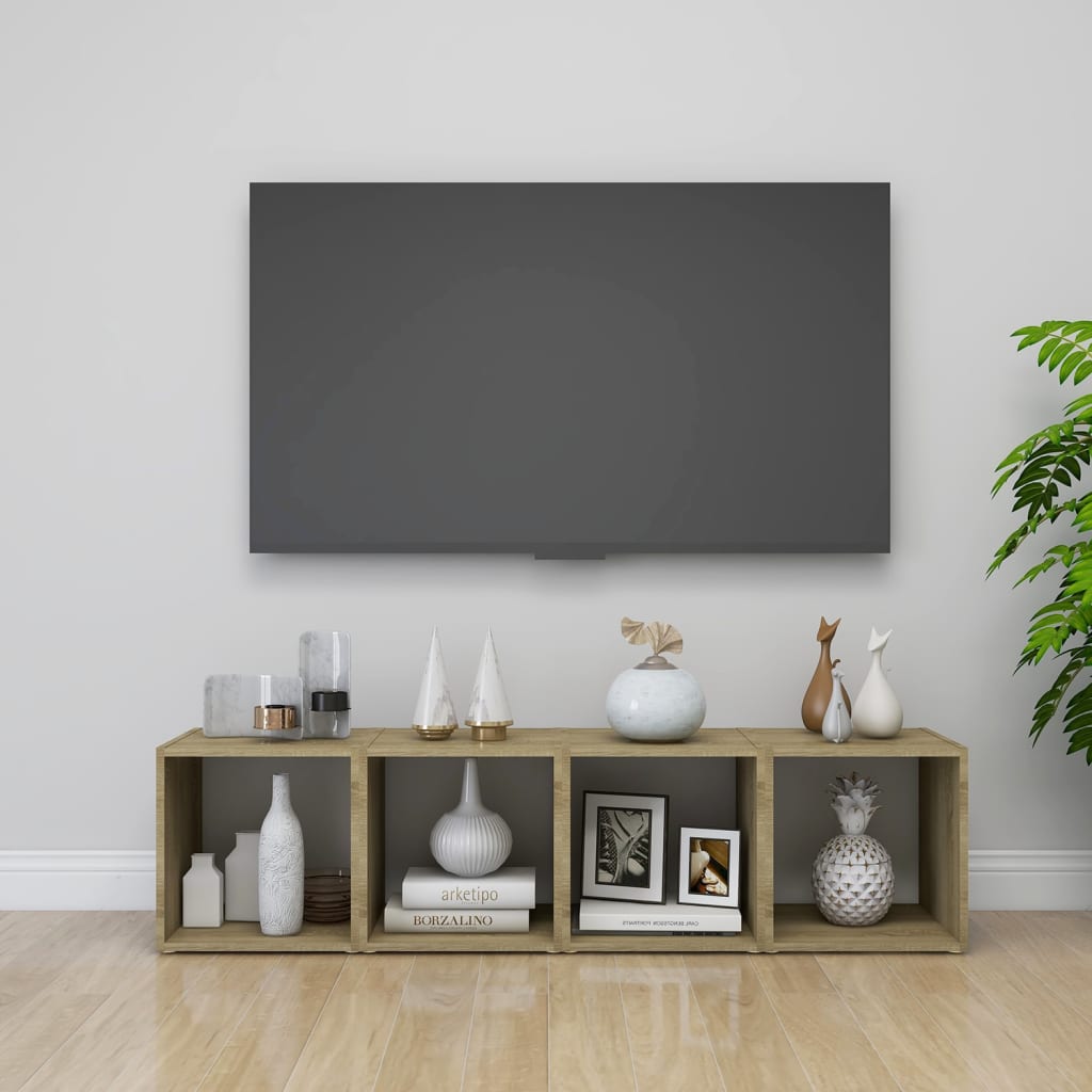 Comode TV, 4 buc., stejar sonoma, 37x35x37 cm, PAL