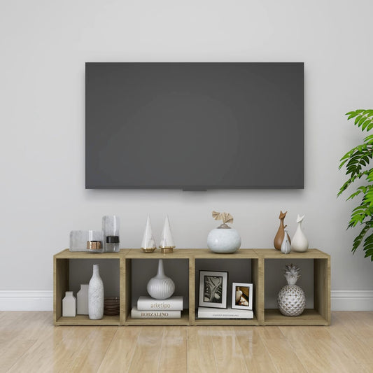 Comode TV, 4 buc., stejar sonoma, 37x35x37 cm, PAL