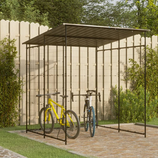 Magazie pentru bicicletă, negru, 190x190x222 cm, oțel