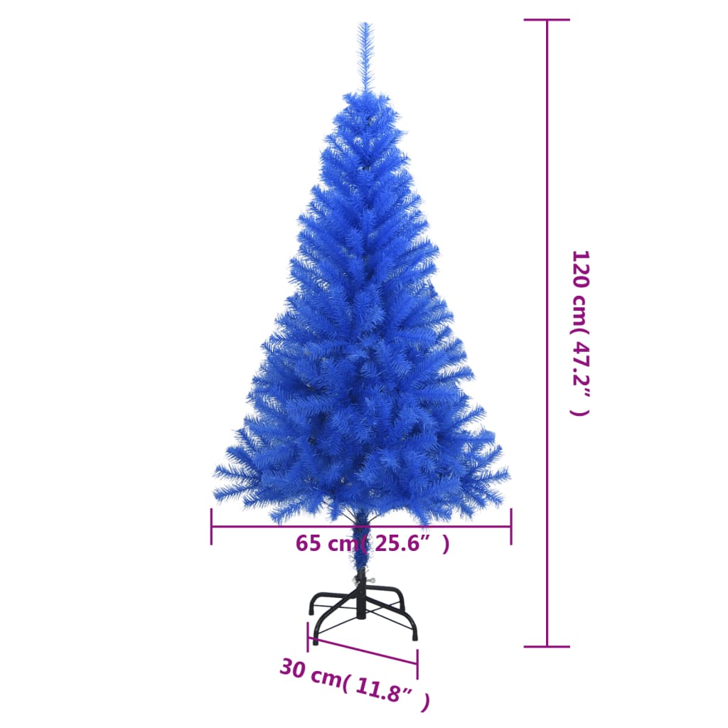 Brad de Crăciun artificial cu suport, albastru, 120 cm, PVC