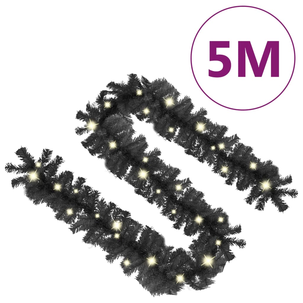 Ghirlandă de Crăciun cu lumini LED, negru, 5 m