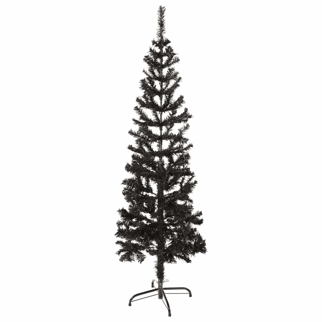 Pom de Crăciun artificial subțire, negru, 150 cm