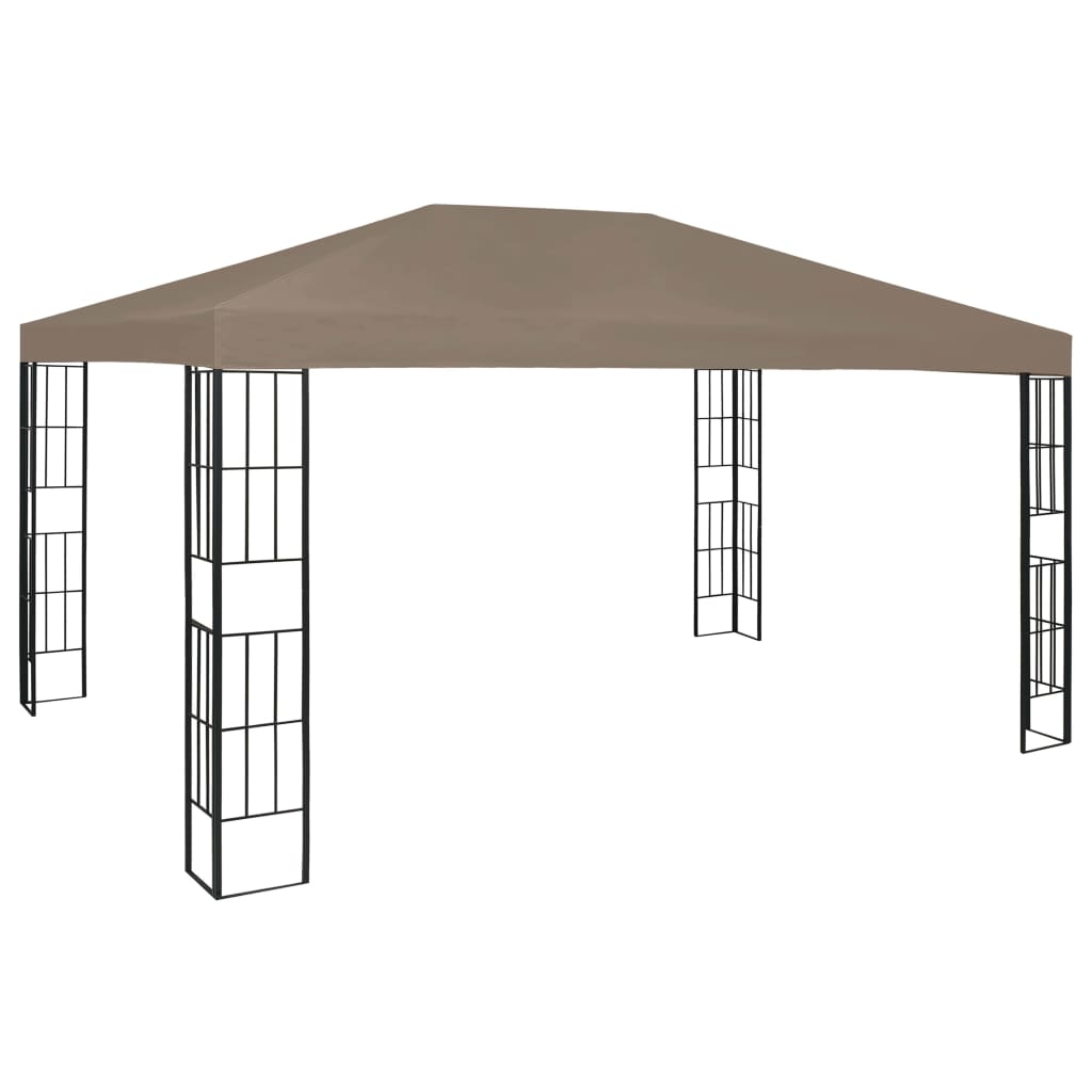 Pavilion cu șiruri de lumini LED, gri taupe, 4x3 m