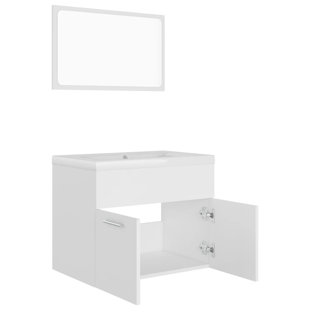 Set mobilier de baie, alb, lemn prelucrat