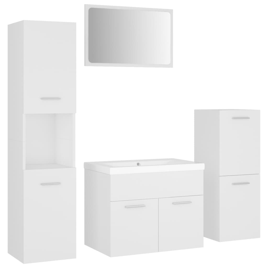 Set mobilier de baie, alb, lemn prelucrat