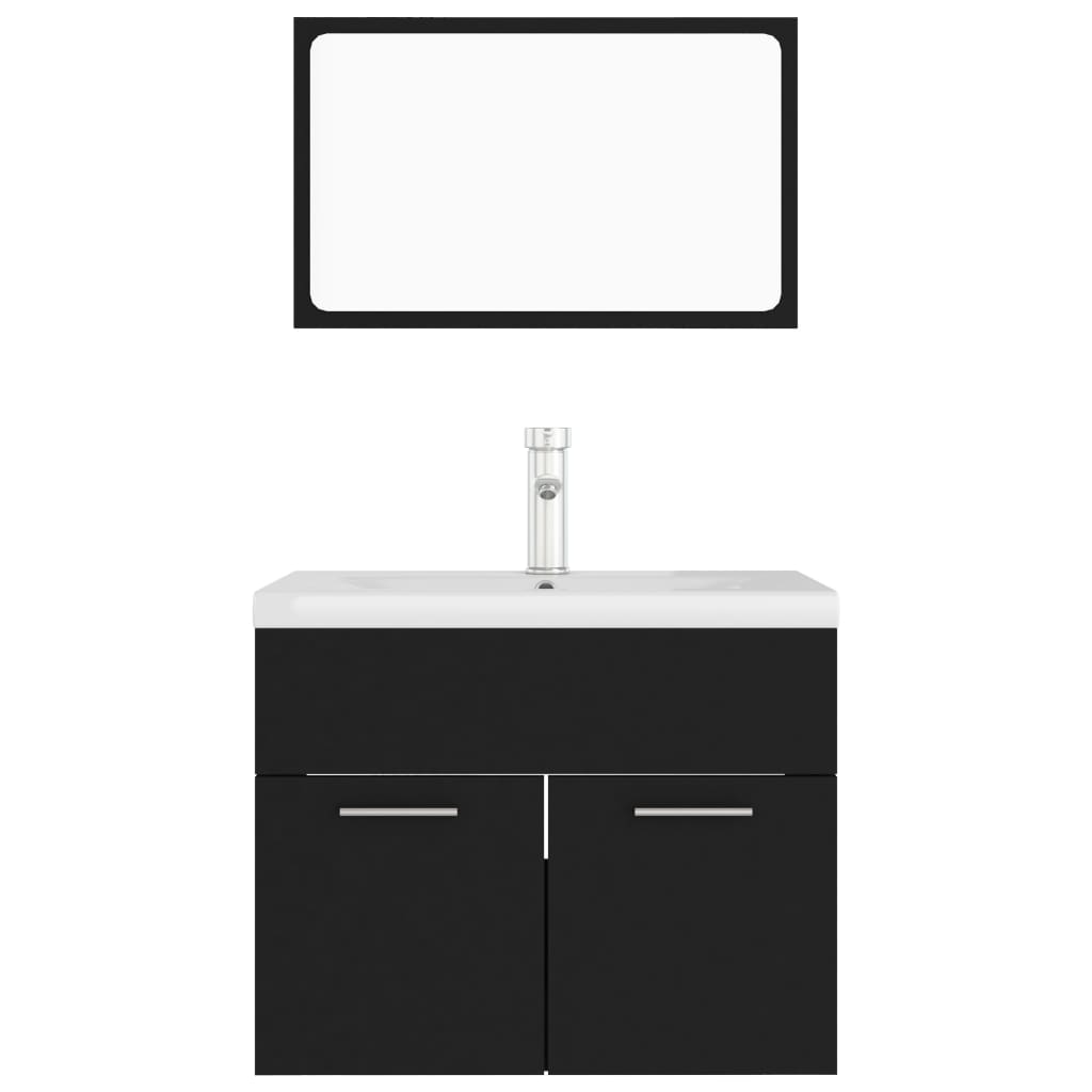 Set mobilier de baie, negru, lemn prelucrat