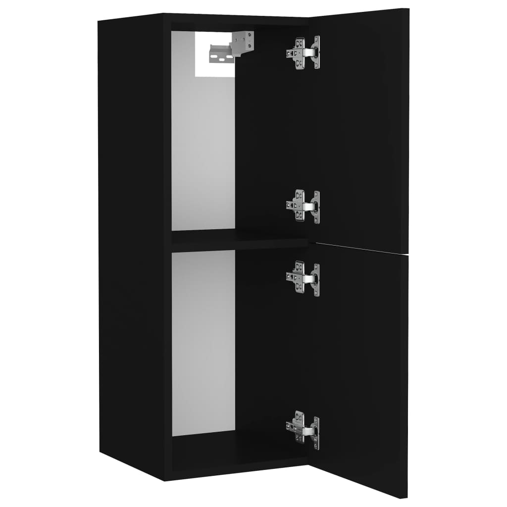 Set mobilier de baie, negru, lemn prelucrat