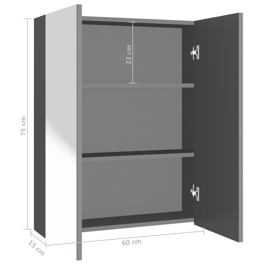 Dulap de baie cu oglindă, antracit, 60x15x75 cm, MDF