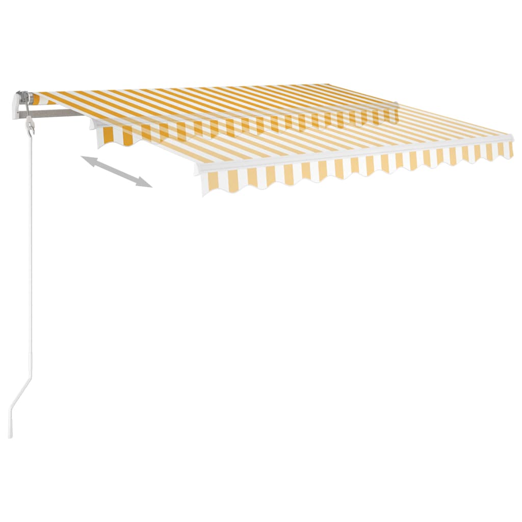 Copertină automată senzor vânt & LED, galben/alb, 300x250 cm