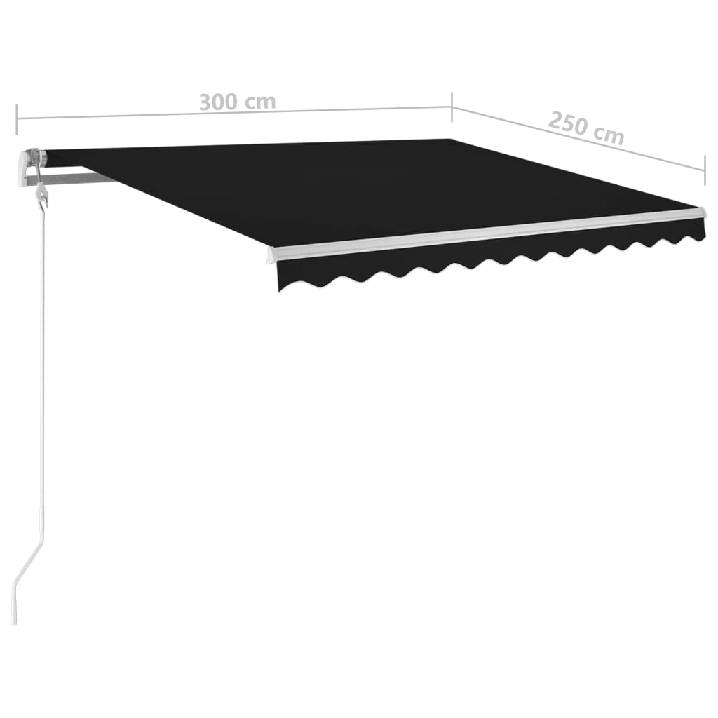 Copertină retractabilă senzor vânt & LED, antracit, 300x250 cm