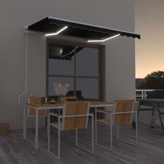 Copertină retractabilă senzor vânt & LED, antracit, 300x250 cm