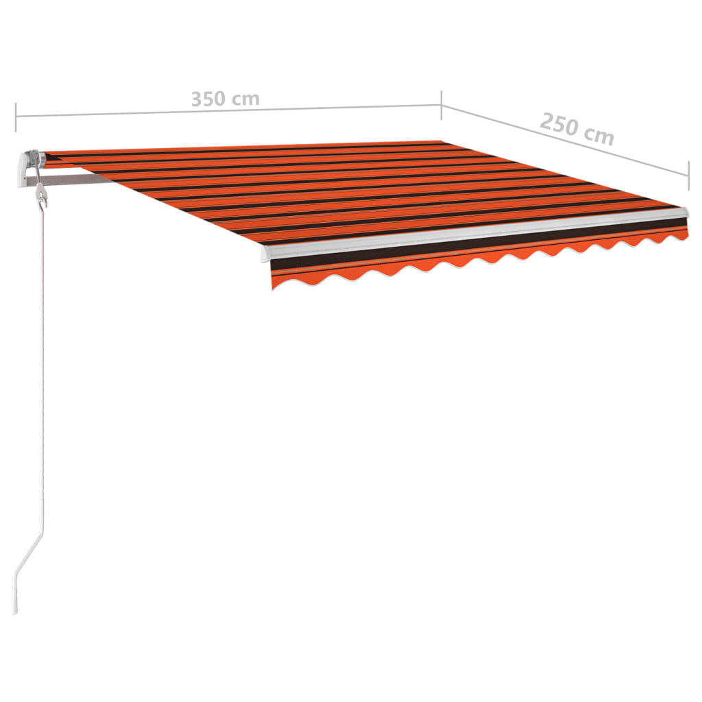 Copertină automată senzor vânt&LED, portocaliu/maro, 350x250 cm