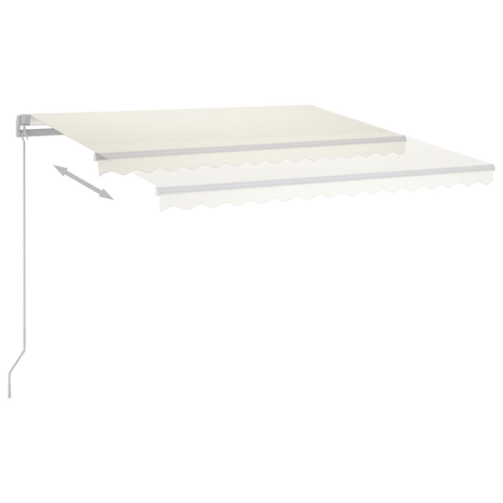 Copertină retractabilă manual cu LED, crem, 400x300 cm