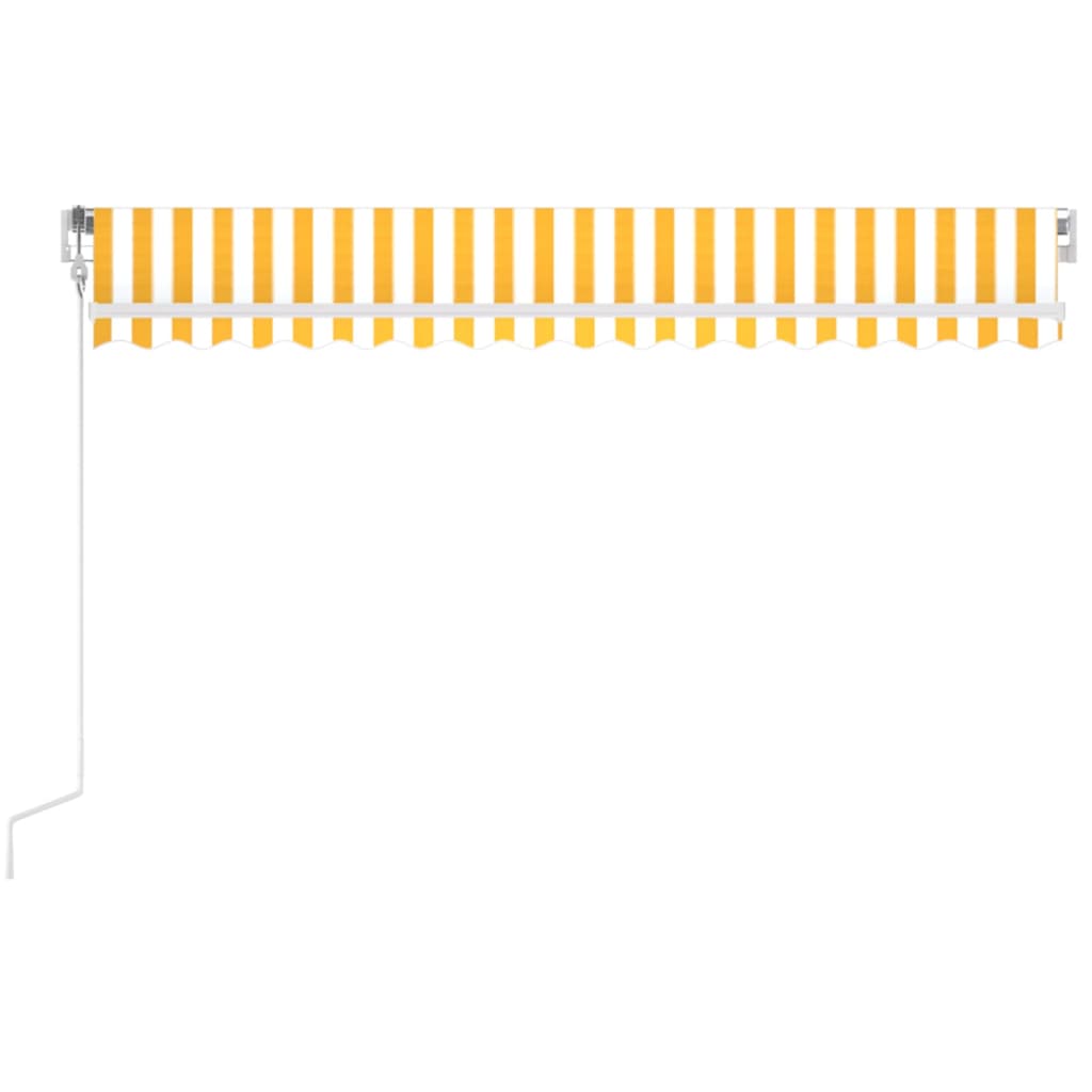 Copertină automată cu senzor vânt & LED, galben&alb, 400x300 cm