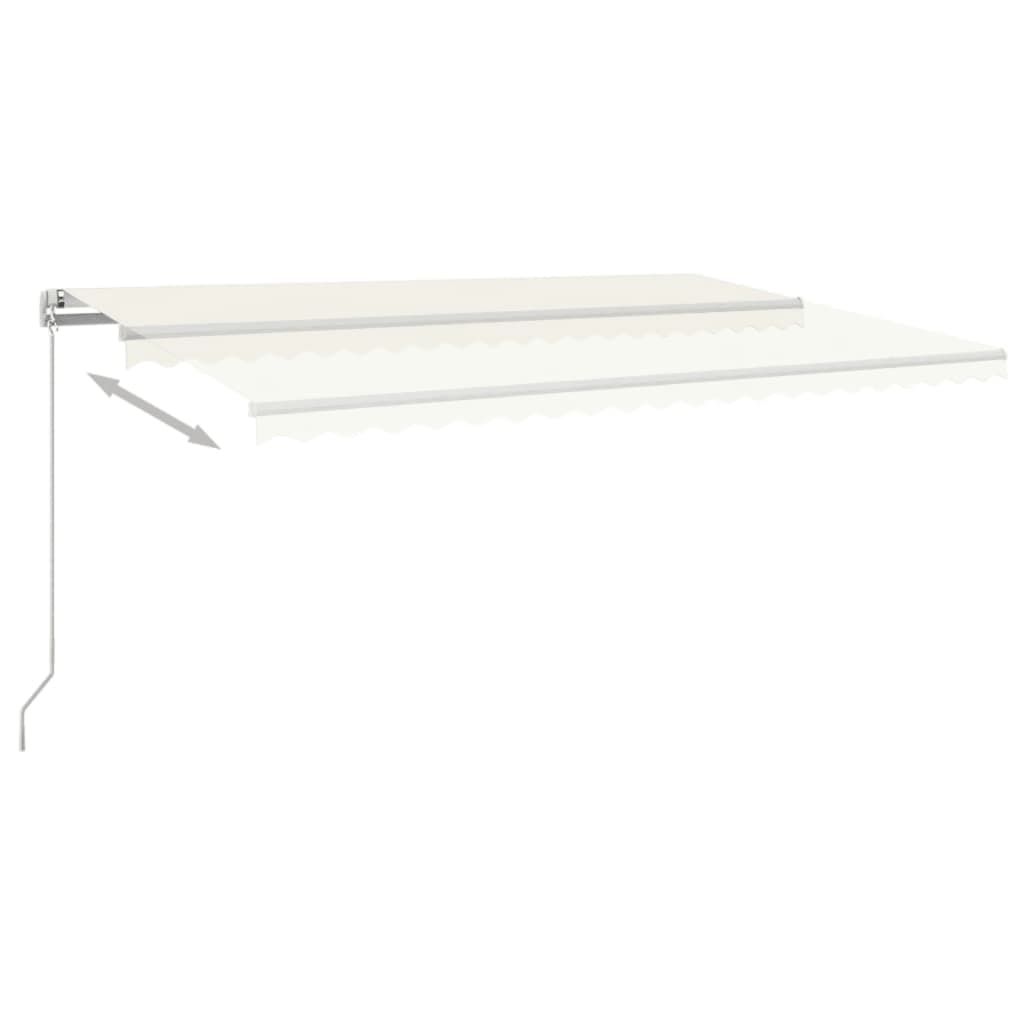Copertină retractabilă manual cu LED, crem, 500x300 cm