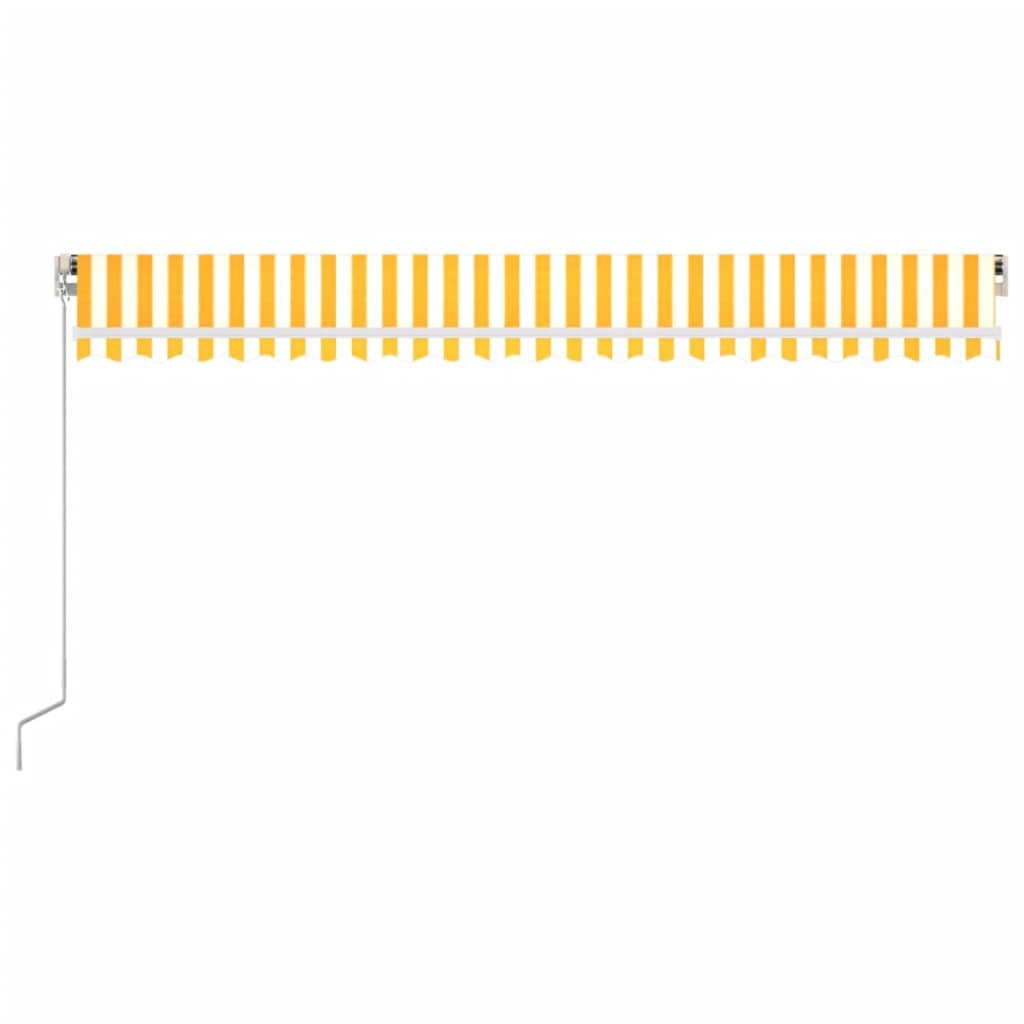 Copertină retractabilă manual cu LED, galben și alb, 500x300 cm