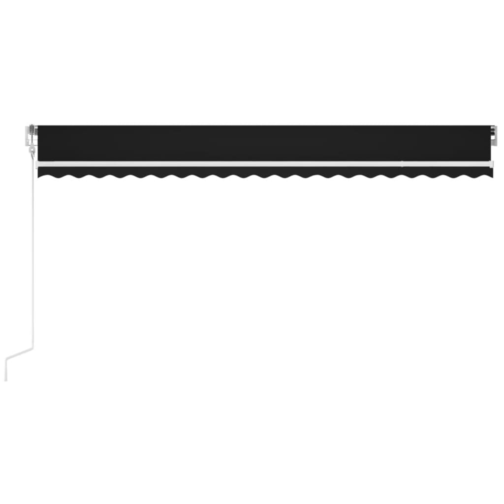 Copertină automată cu senzor vânt & LED, antracit, 500x300 cm