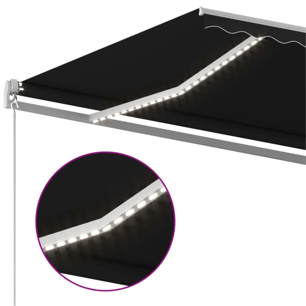 Copertină retractabilă manual cu LED, antracit, 600x300 cm
