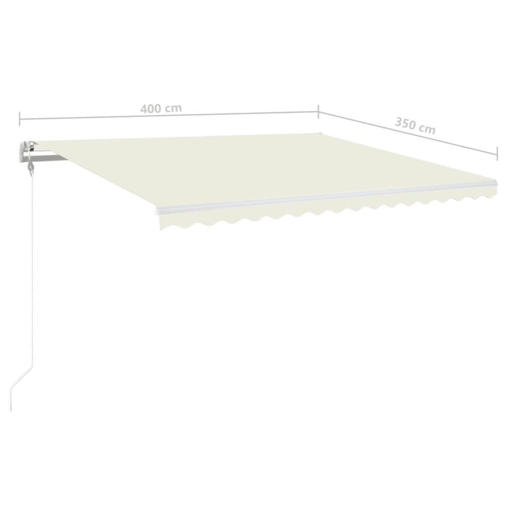 Copertină automată cu senzor vânt & LED, crem, 400x350 cm