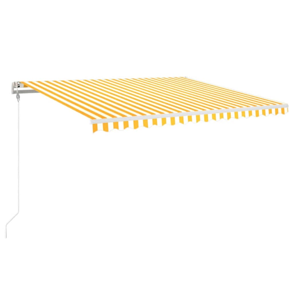 Copertină automată cu LED&senzor vânt, galben/alb, 450x350 cm