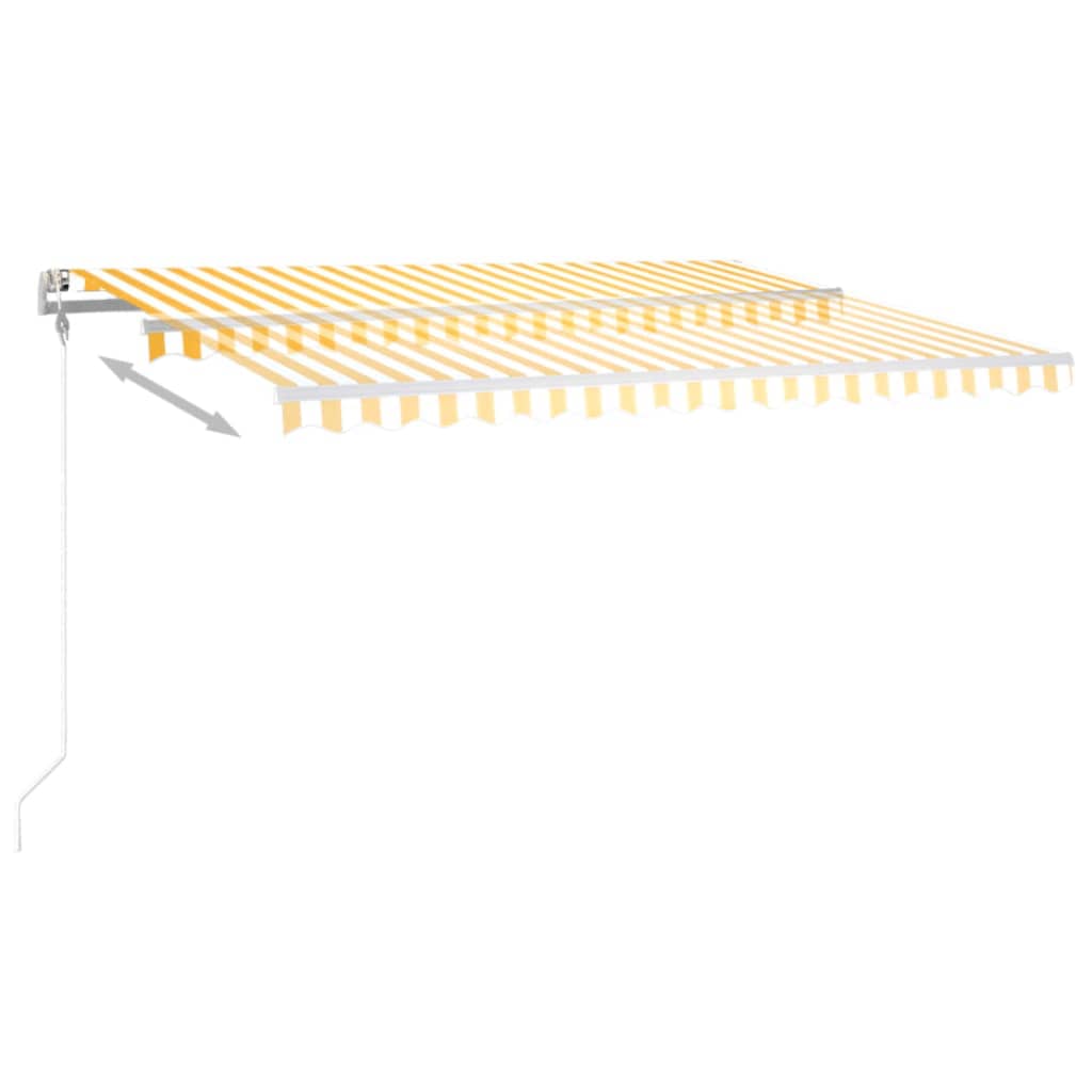 Copertină automată cu LED&senzor vânt, galben/alb, 450x350 cm