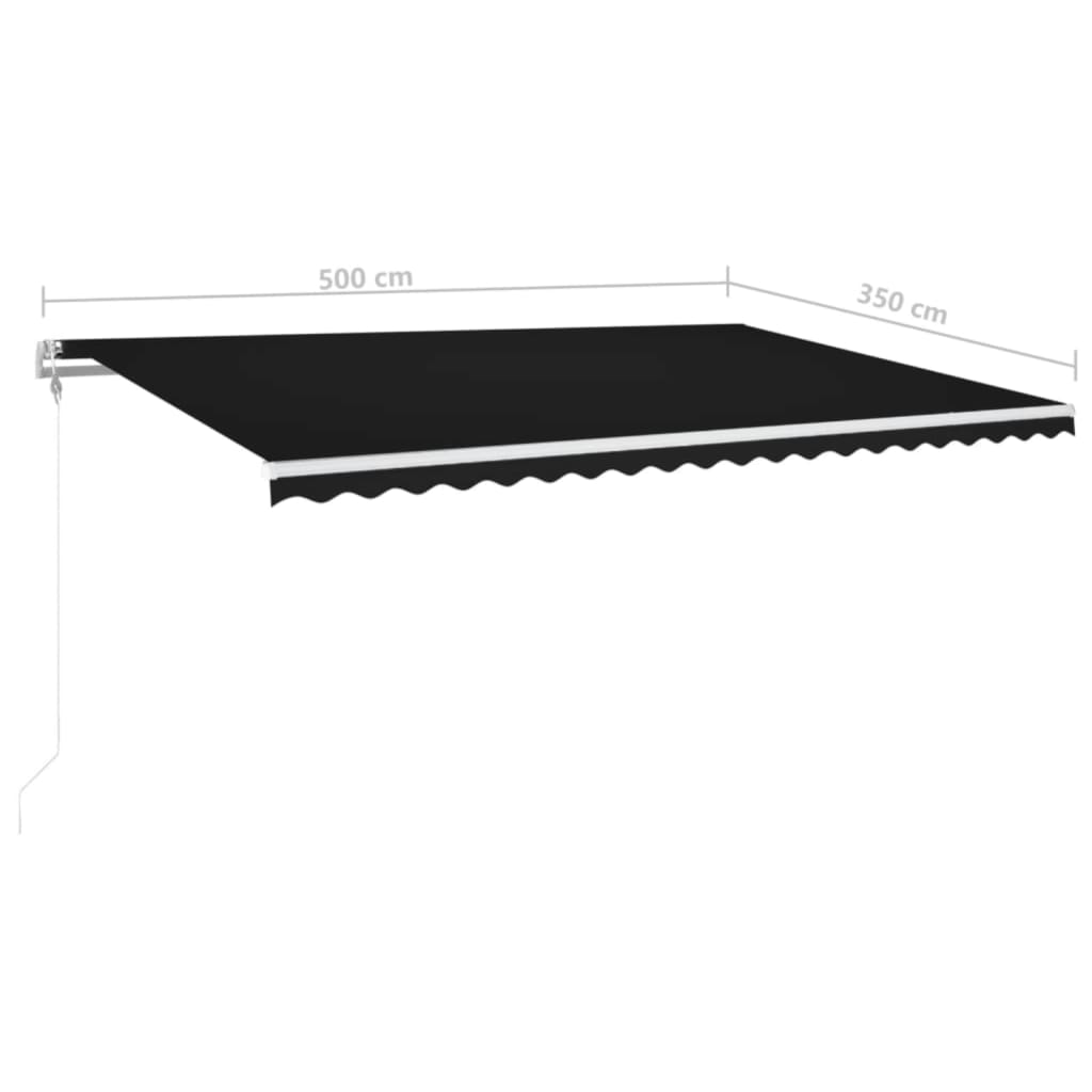 Copertină automată cu LED & senzor vânt, antracit, 500x350 cm