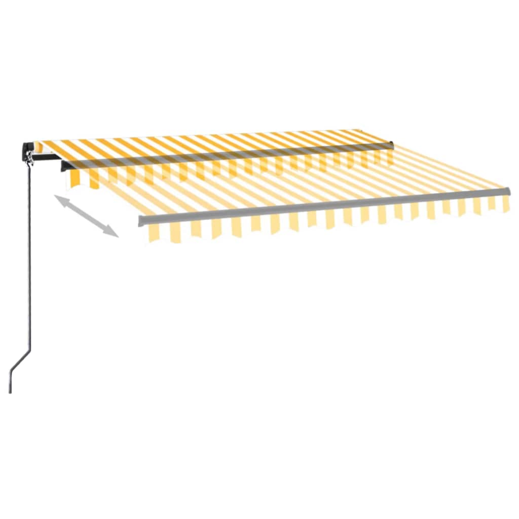 Copertină retractabilă manual cu LED, galben și alb, 350x250 cm