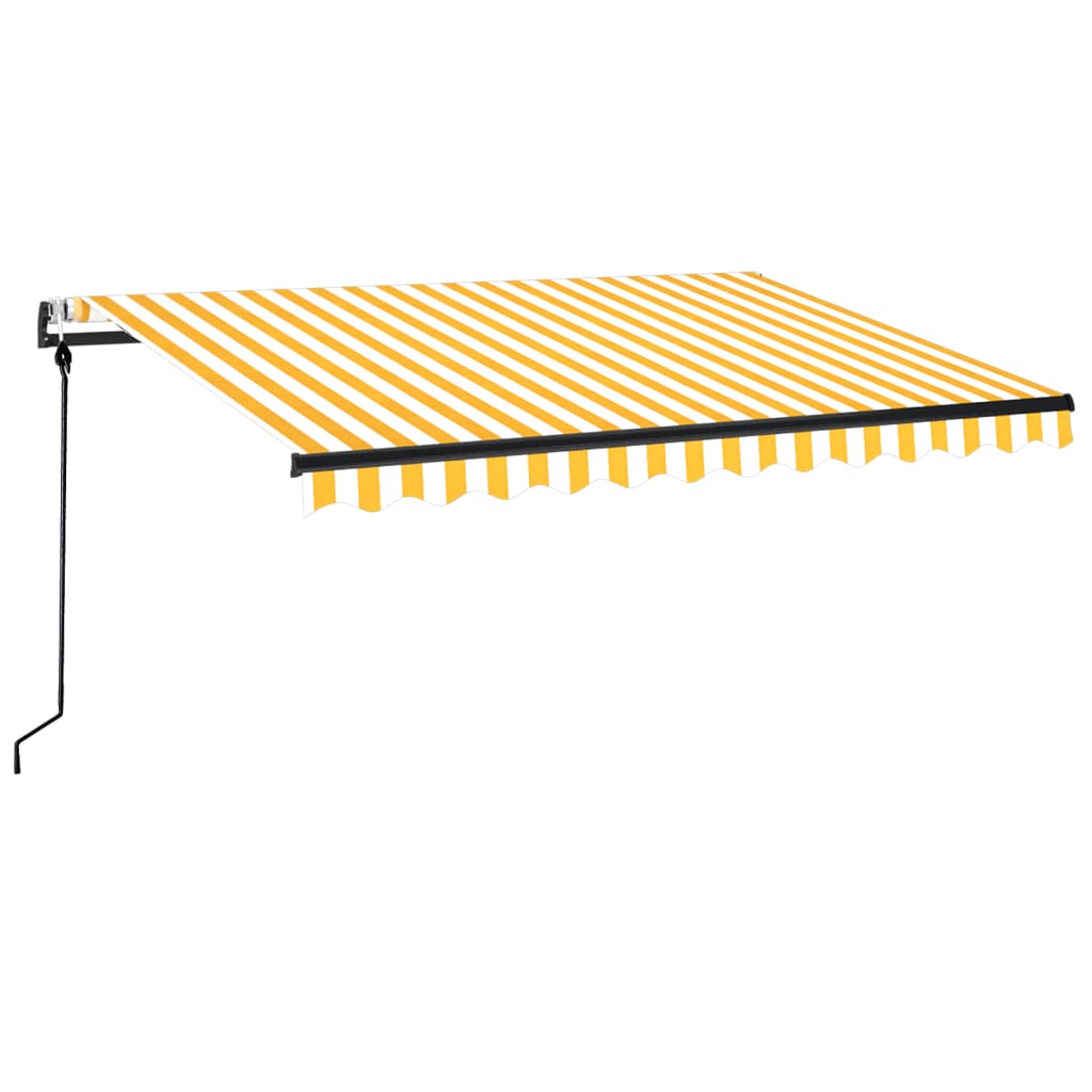 Copertină retractabilă automat, galben și alb, 350x250 cm