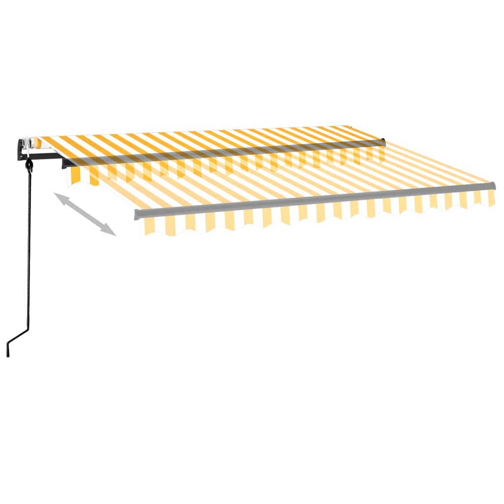 Copertină retractabilă automat, galben și alb, 350x250 cm
