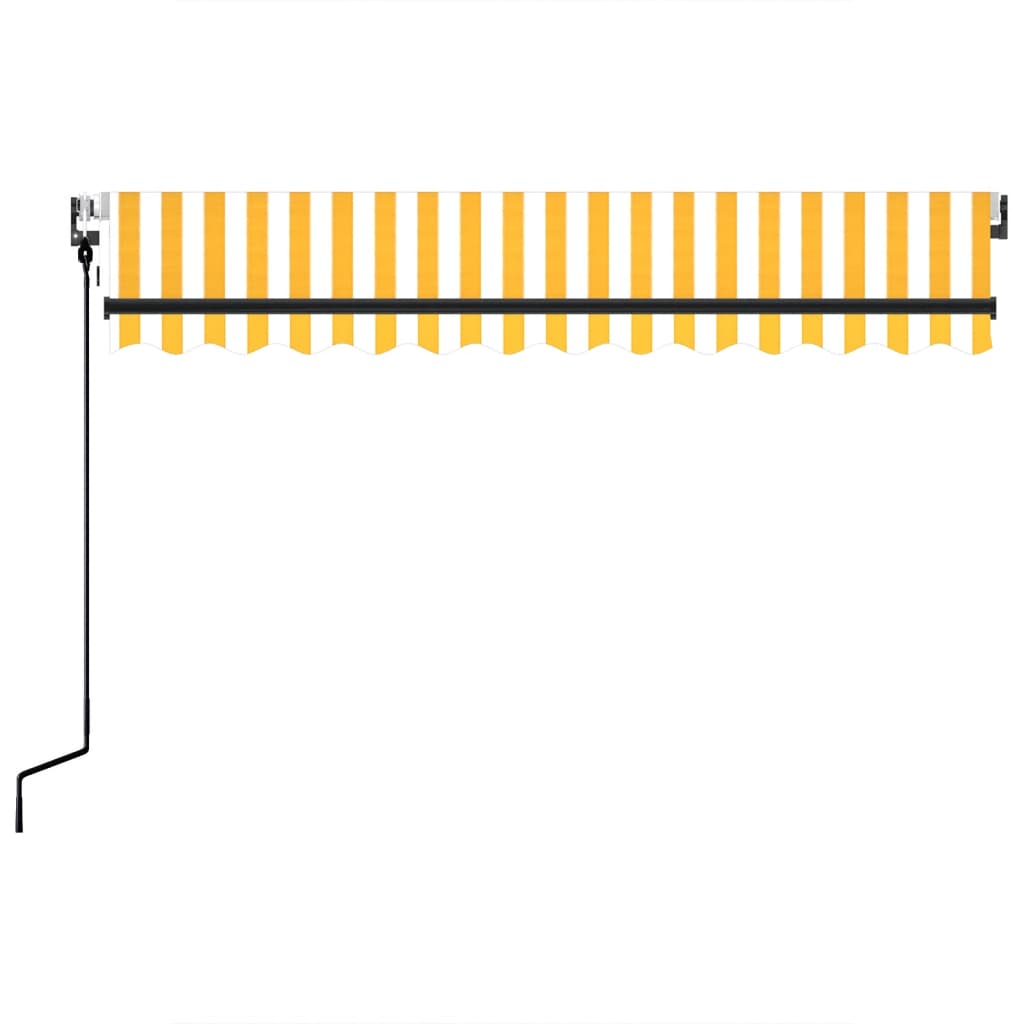Copertină retractabilă automat, galben și alb, 350x250 cm