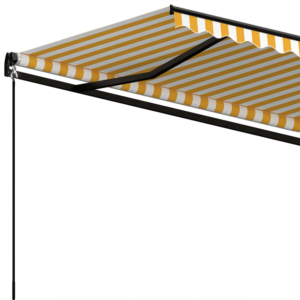 Copertină retractabilă automat, galben și alb, 350x250 cm