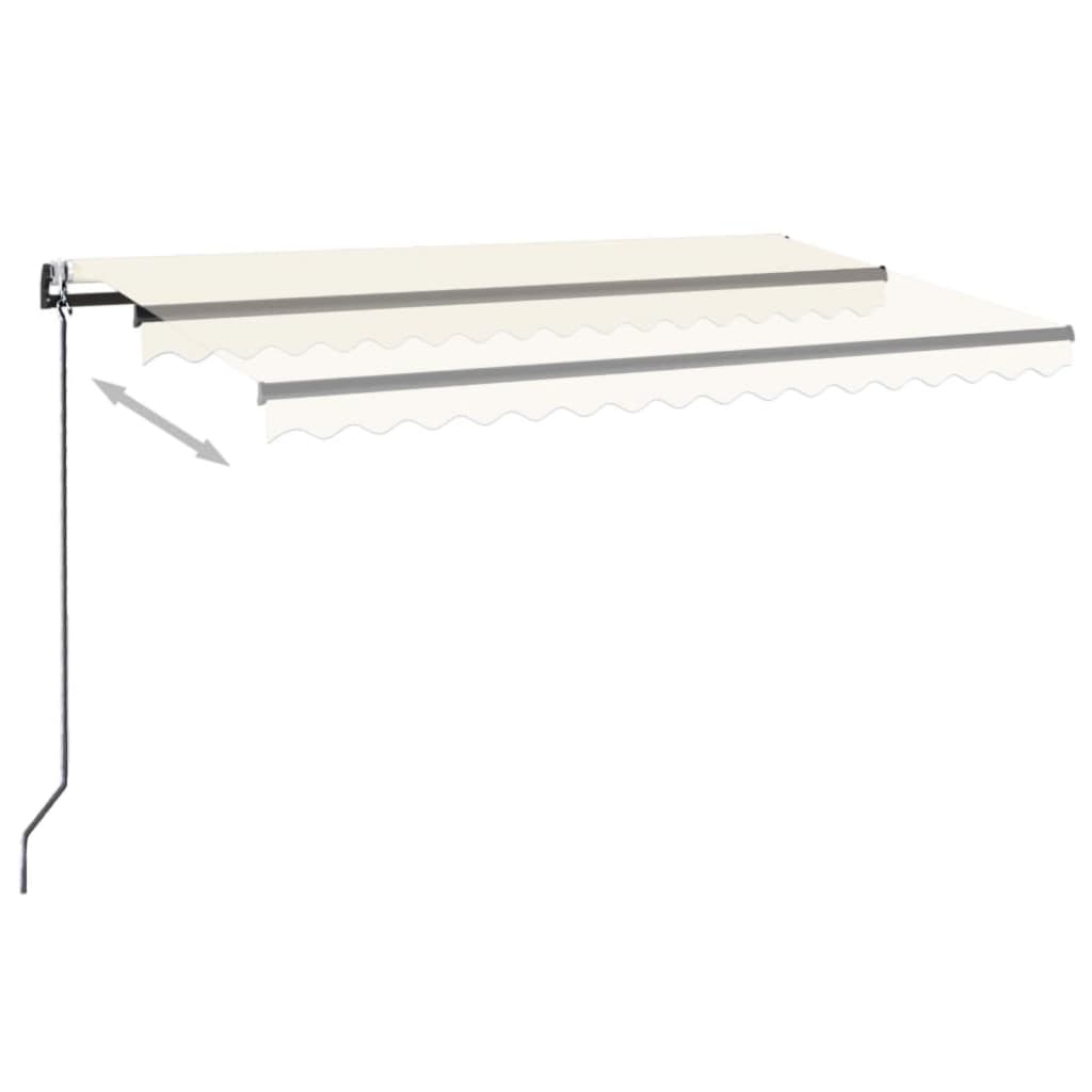 Copertină automată cu senzor vânt & LED, crem, 450x300 cm