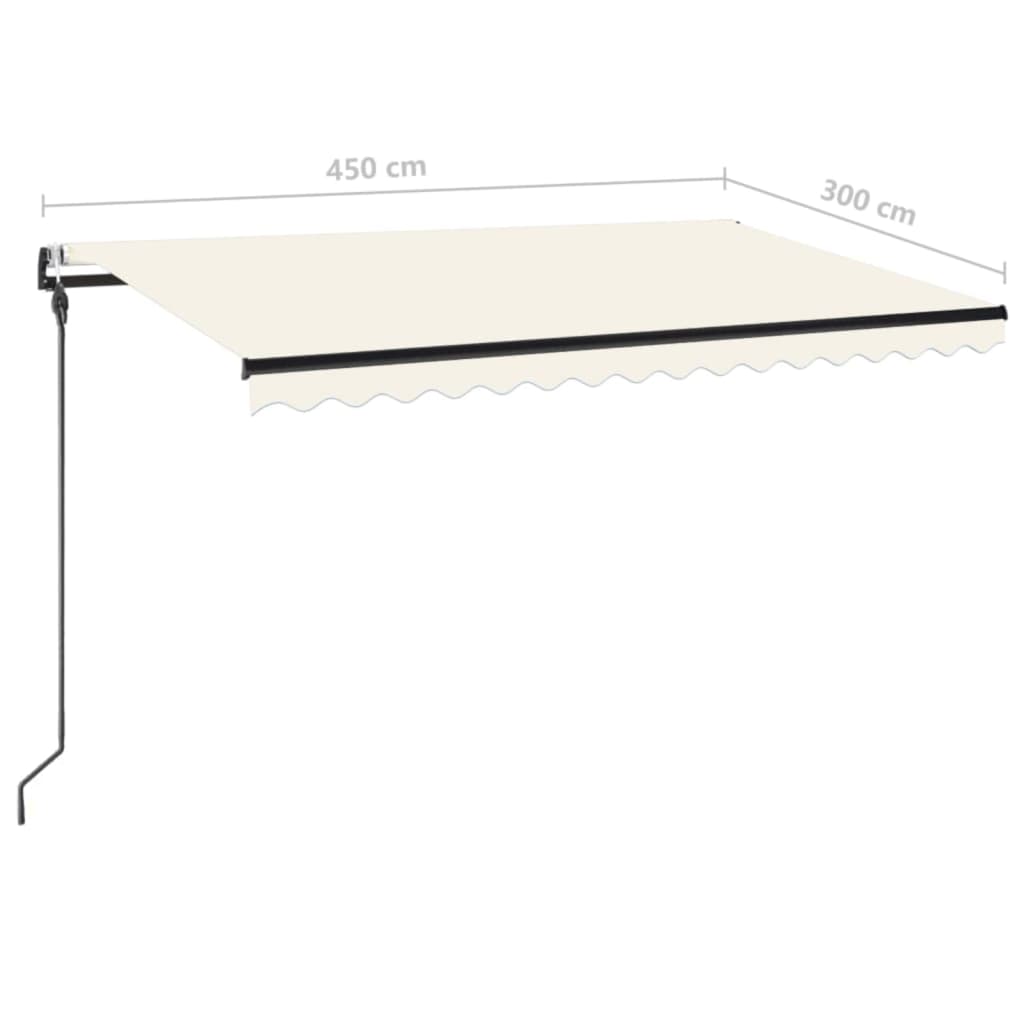Copertină automată cu senzor vânt & LED, crem, 450x300 cm