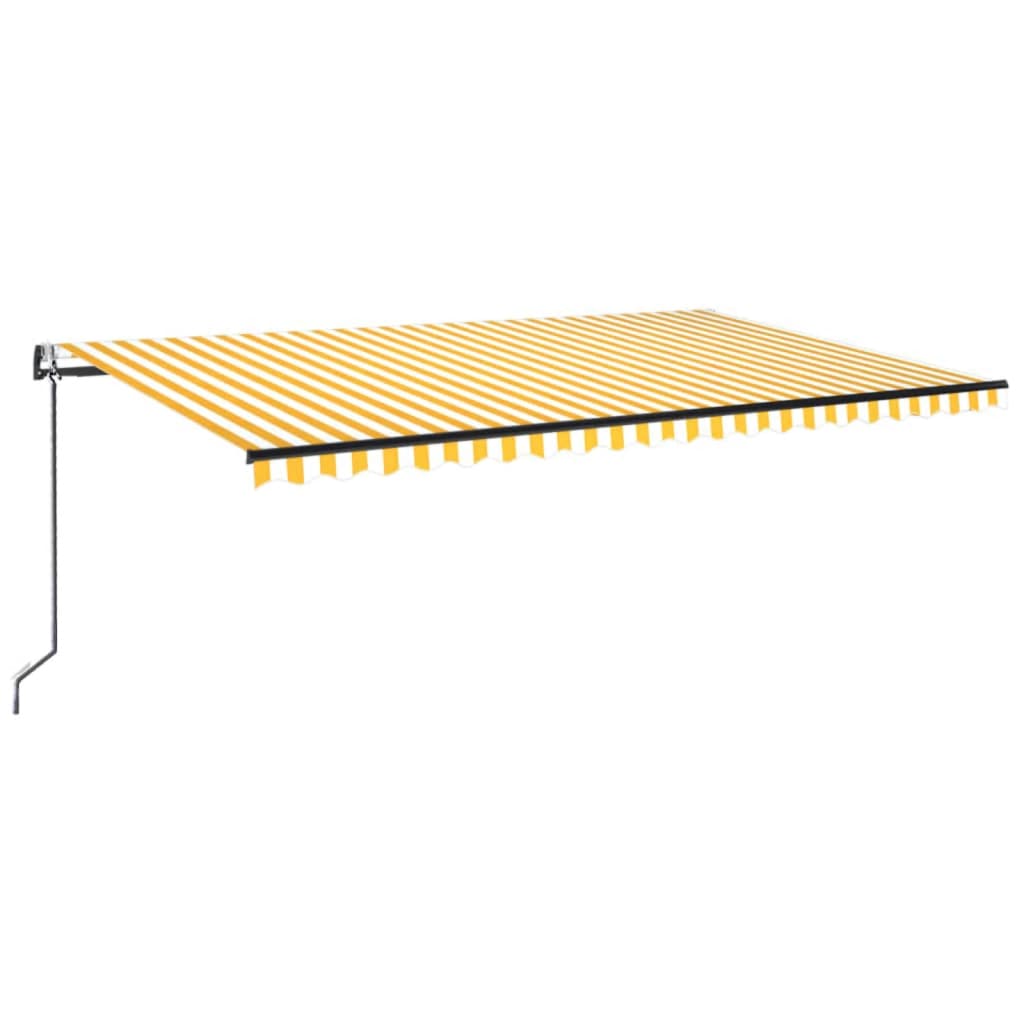 Copertină retractabilă automat, galben și alb, 500x300 cm