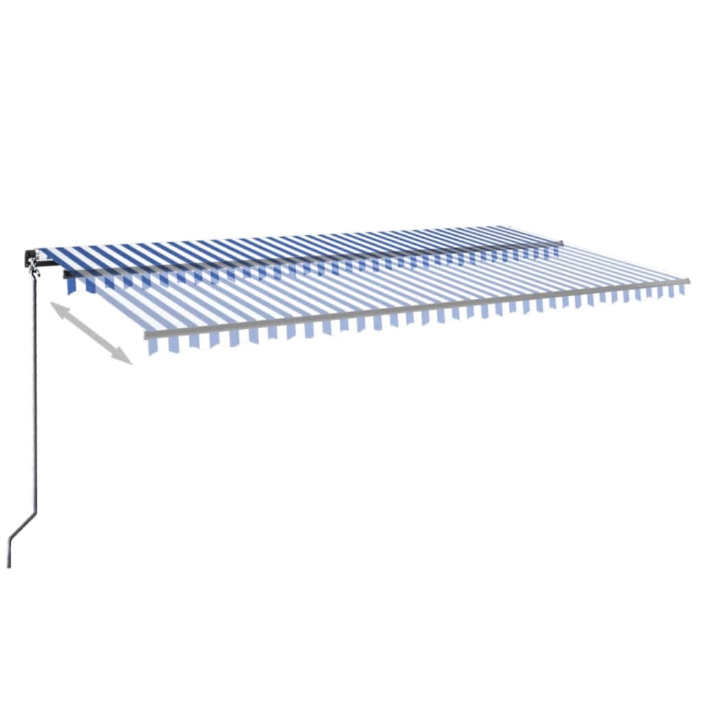 Copertină retractabilă manual cu LED albastru și alb 600x300 cm