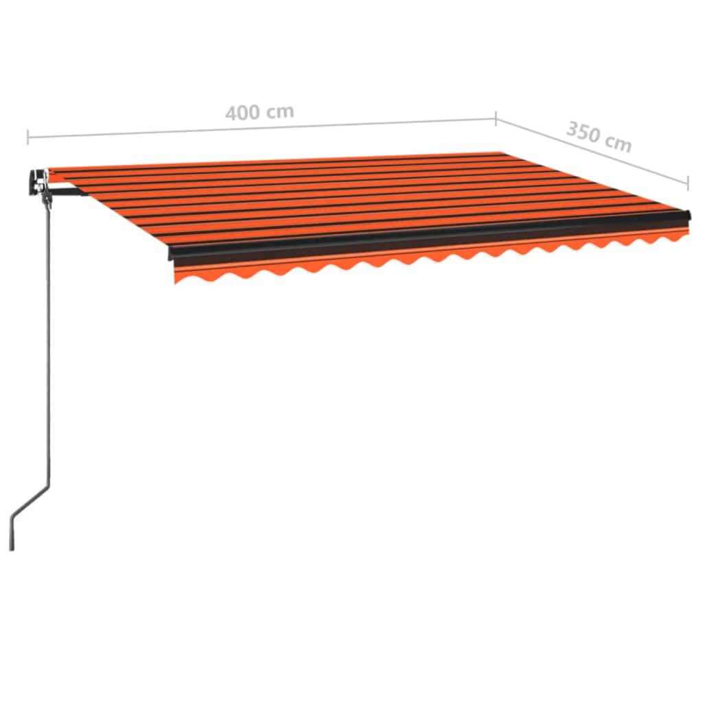 Copertină retractabilă manual, portocaliu și maro, 400x350 cm
