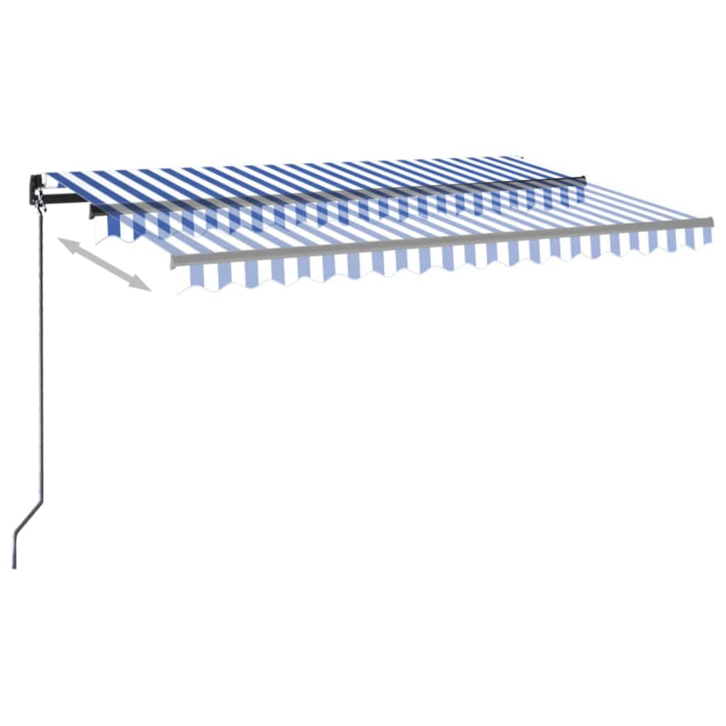 Copertină retractabilă manual cu LED, albastru/alb, 400x350 cm
