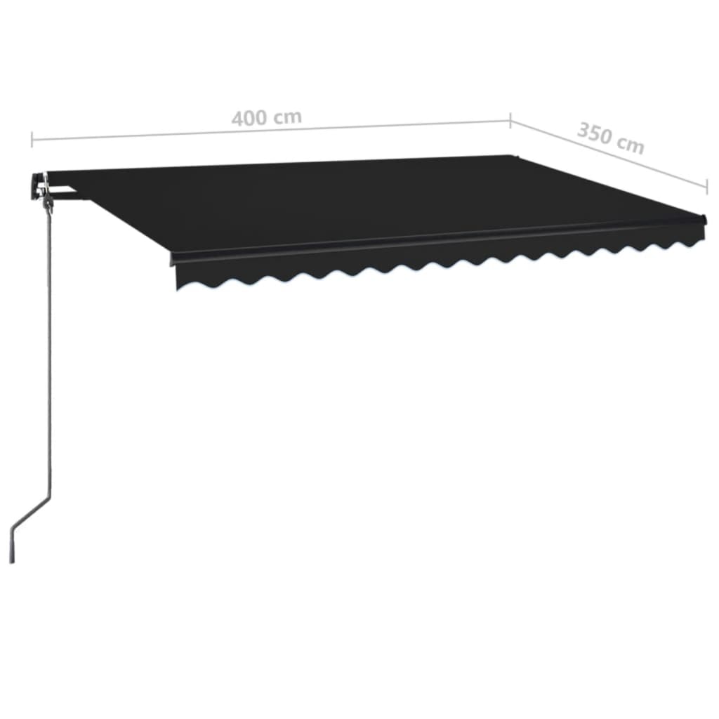 Copertină retractabilă manual LED, antracit, 400x350 cm