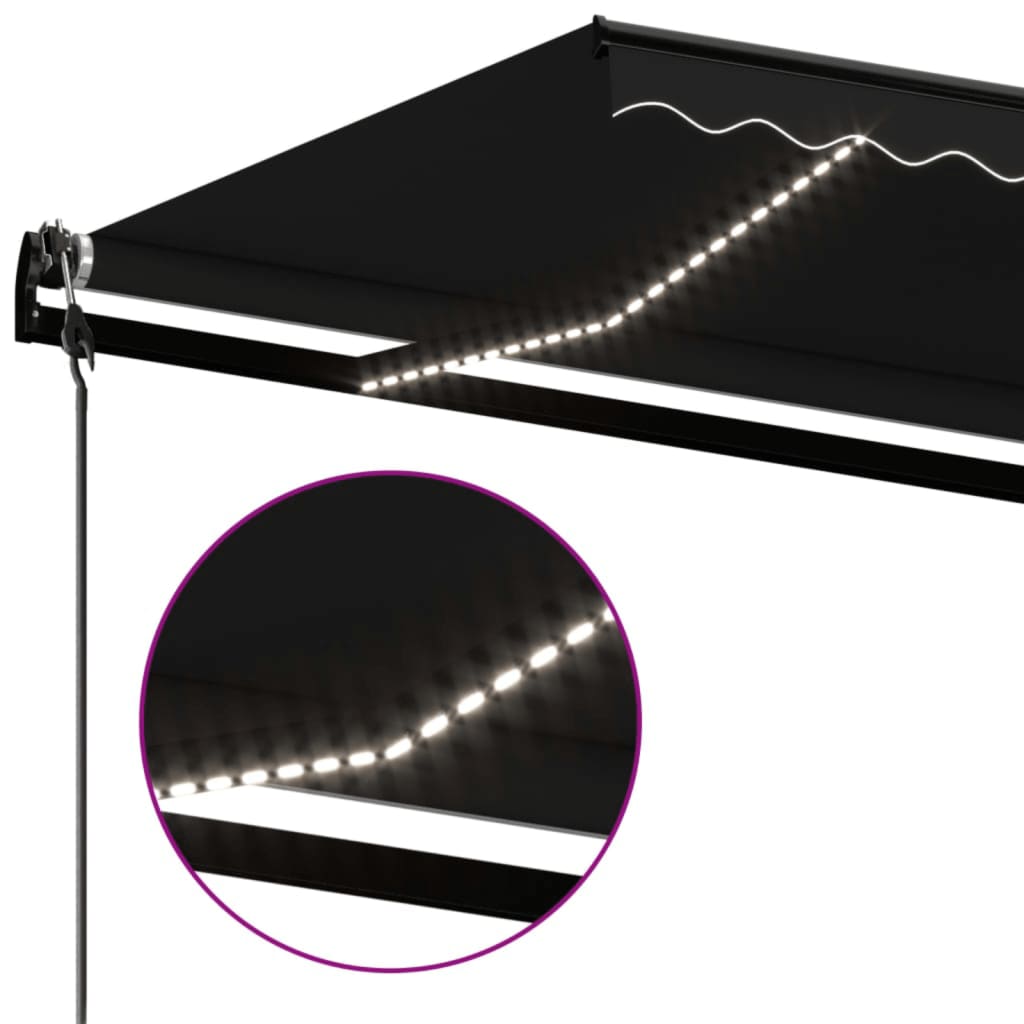Copertină automată cu senzor vânt & LED, antracit, 400x350 cm
