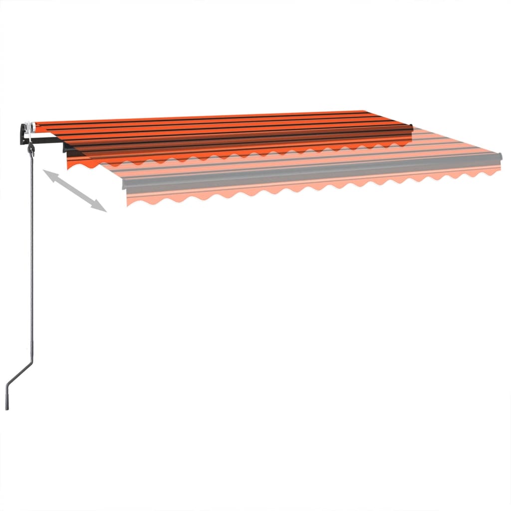 Copertină automată, senzor vânt & LED, oranj/maro, 400x350 cm